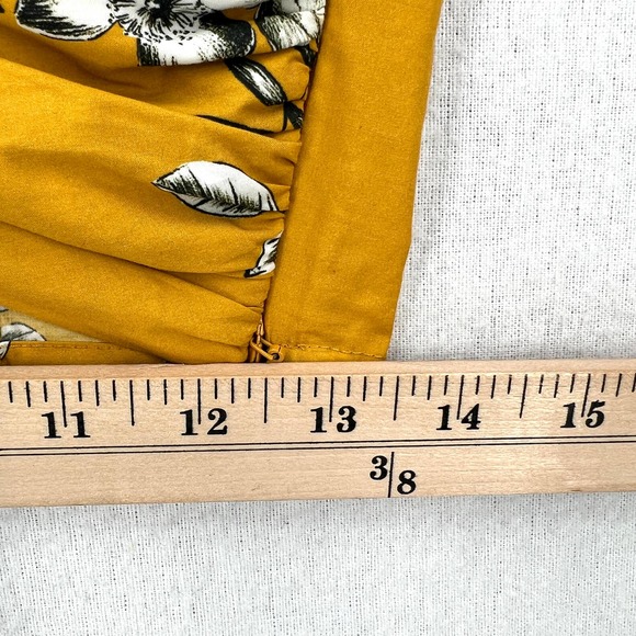 MARISSA WEBB Shirt Womens XS Yellow Karlee Cropped Twist Top Long Sleeve Floral - Picture 14 of 16